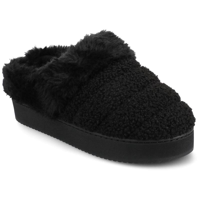 ジャーニー レディース シューズ サンダル キルティング Journee Blair Women's Quilted Cushioned Clog Slippers Black Shearling ブラック|ReVida 店