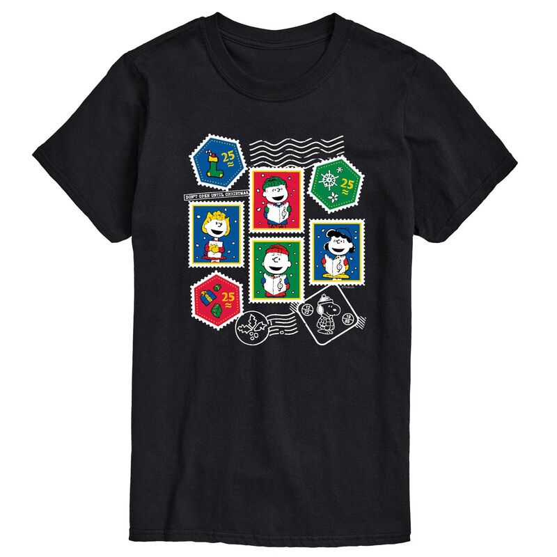 アニメキャラクター メンズ トップス Tシャツ トール グラフィック Licensed Character Big & Tall Peanuts Christmastamps Graphic Tee Black ブラック