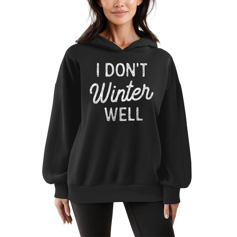 アニメキャラクター レディース トップス Tシャツ スウェット フリース パーカー Licensed Character Women's I Don't Winter Well Oversized Fleece Hoodie Sweatshirt Black ブラック