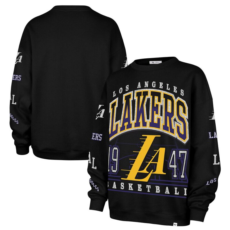 フォーティセブンブランド レディース トップス プルオーバー 汗水 47 Brand Women\u0027s \u002747 Black Los Angeles Lakers 2025/26 City Edition Go Big Oversized Sweatshirt Lak Black 黒いこと