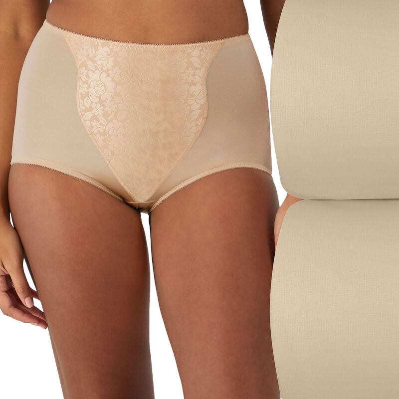 バリ レディース ボトムス カジュアルパンツ レース Bali 2-pack Double Support Light Control Shaping Brief Panty with Lace X372 Softaupe トープ