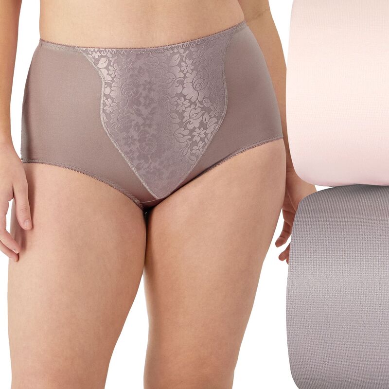 バリ レディース ボトムス カジュアルパンツ レース Bali 2-pack Double Support Light Control Shaping Brief Panty with Lace X372 Warm Steel Pink Bliss ピンク