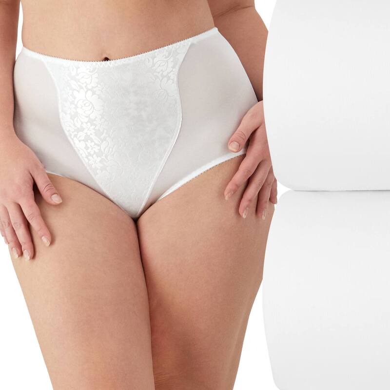 バリ レディース ボトムス カジュアルパンツ レース Bali 2-pack Double Support Light Control Shaping Brief Panty with Lace X372 White ホワイト