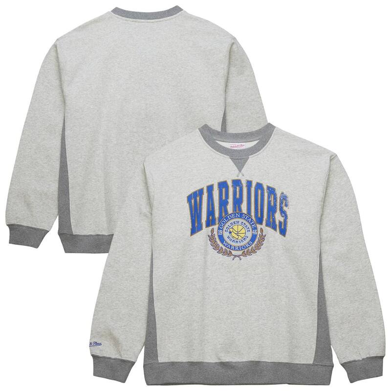 ミッチェル&ネス メンズ トップス Tシャツ ヴィンテージ スウェット ロゴ Men's Mitchell & Ness Heather Gray Golden State Warriors Vintage Logo Pullover Sweatshirt War Grey グレー