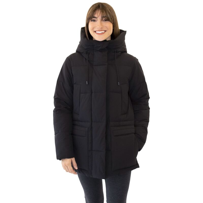 ナインウェスト レディース アウター 上衣・上衣 キルティング Women\u0027s Nine West Hooded Quilted Puffer Jacket with Pillow Collar Black 黒いこと