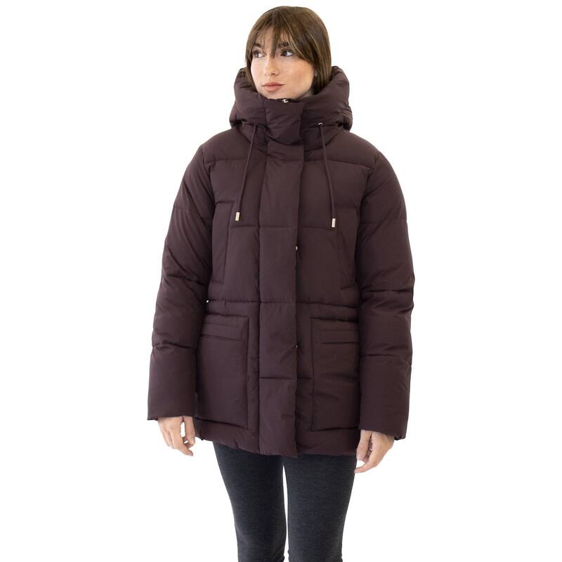 ナインウェスト レディース アウター 上衣・上衣 キルティング Women\u0027s Nine West Hooded Quilted Puffer Jacket with Pillow Collar Merlot