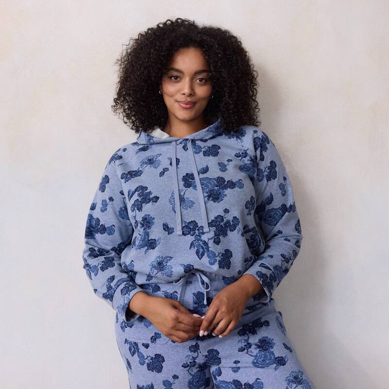LC Lauren Conrad レディース トップス Tシャツ プラスサイズ スウェット Plusize LC Lauren Conrad Long Sleeve Hooded Sweatshirt Blue Tonal Marseille ブルー