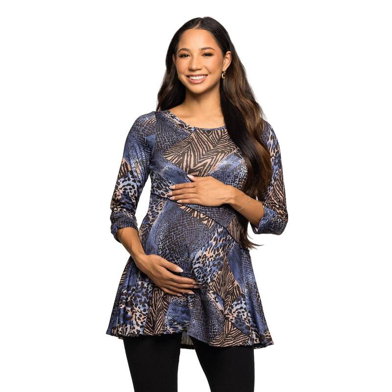 24 セブンコンフォート レディース トップス Tシャツ アニマル柄 プリント マタニティ Maternity 24Seven Comfort Apparel Tunic Top Animal Print Blue Multi ブルー 13,665円