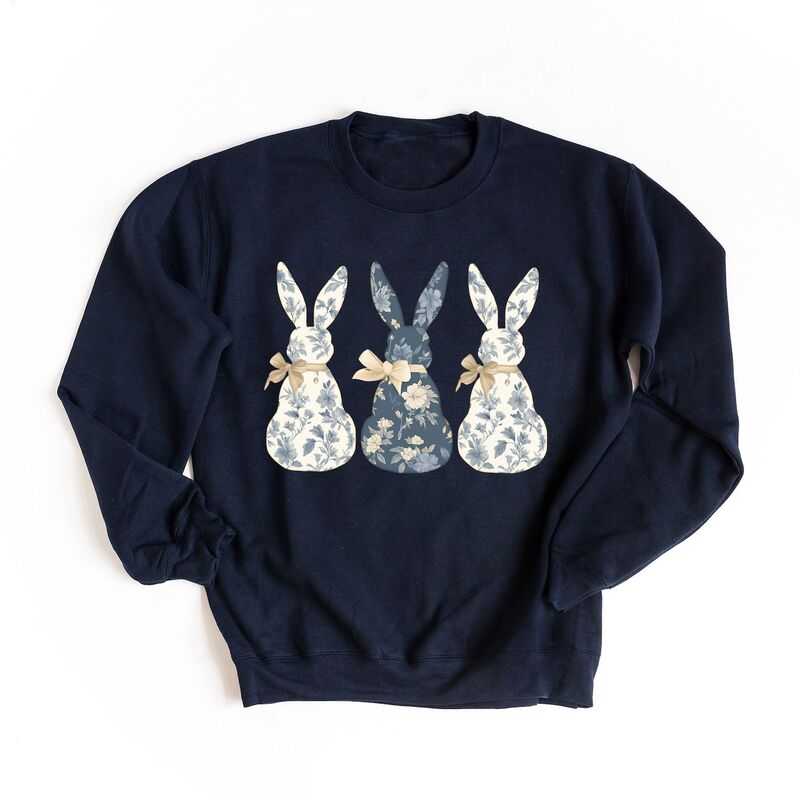 Simply Sage Market レディース トップス Tシャツ スウェット グラフィック Simply Sage Markethree Blue Willow Bunnies - Women's Graphic Sweatshirtrue Navy ネイビー