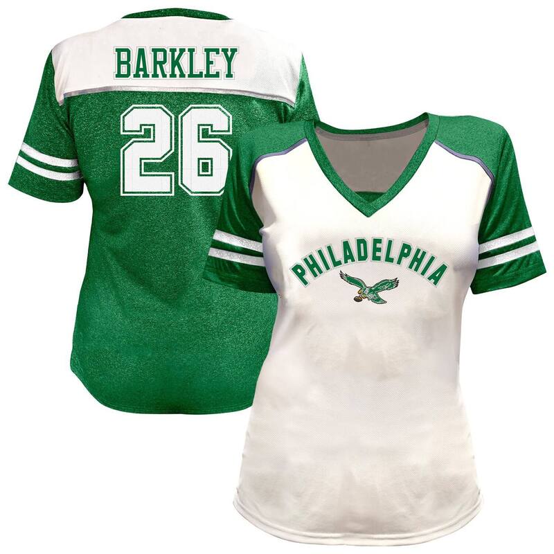 ファナティクス レディース トップス Tシャツ Vネック プラスサイズ Women\'s Fanaticsaquon Barkley White Philadelphia Eagles Plusize Bling V-Neck T-Shirt Eag White ホワイト