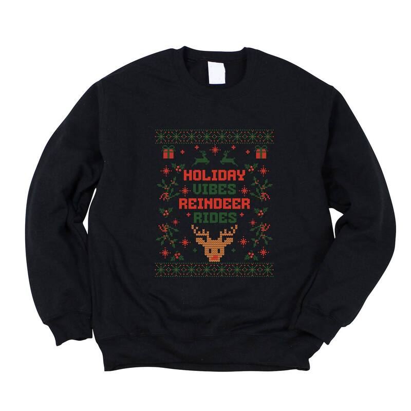 Simply Sage Market レディース トップス Tシャツ スウェット セーター グラフィック Simply Sage Market Holiday Vibes Reindeerides Ugly Sweater - Women's Graphic Sweatshirt Midnight