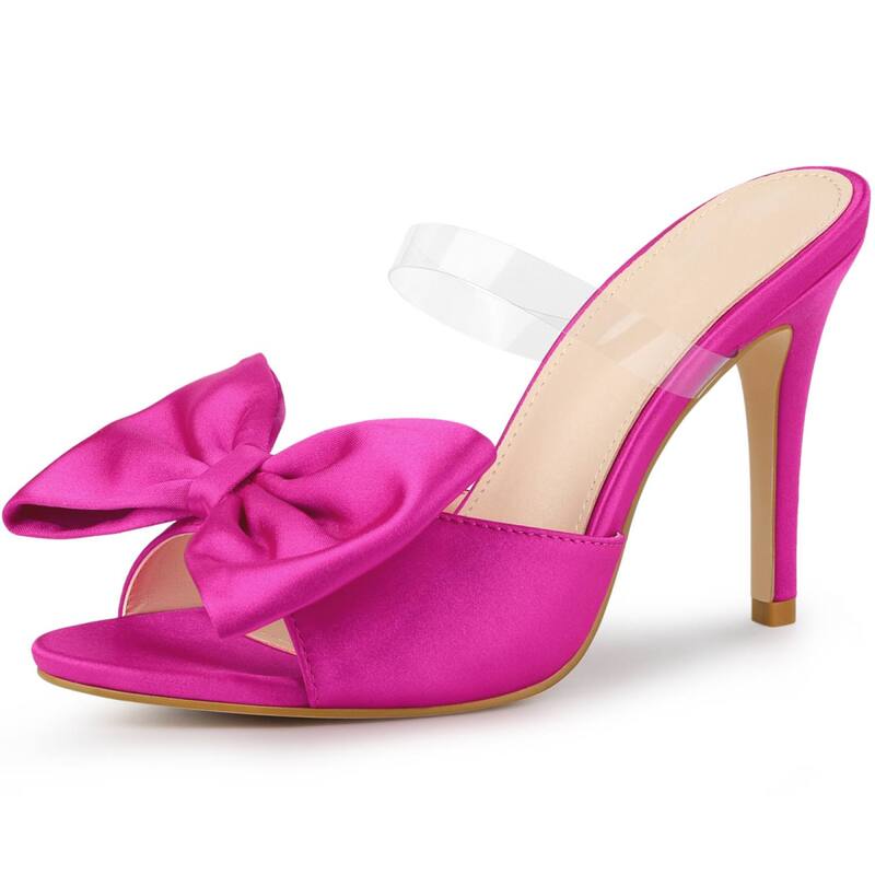 アレグラ ケー レディース シューズ パンプス サンダル ヒール ALLEGRA K Women's Bow Sandal Stiletto Heels Mules Heel Sandals Hot Pink ピンク