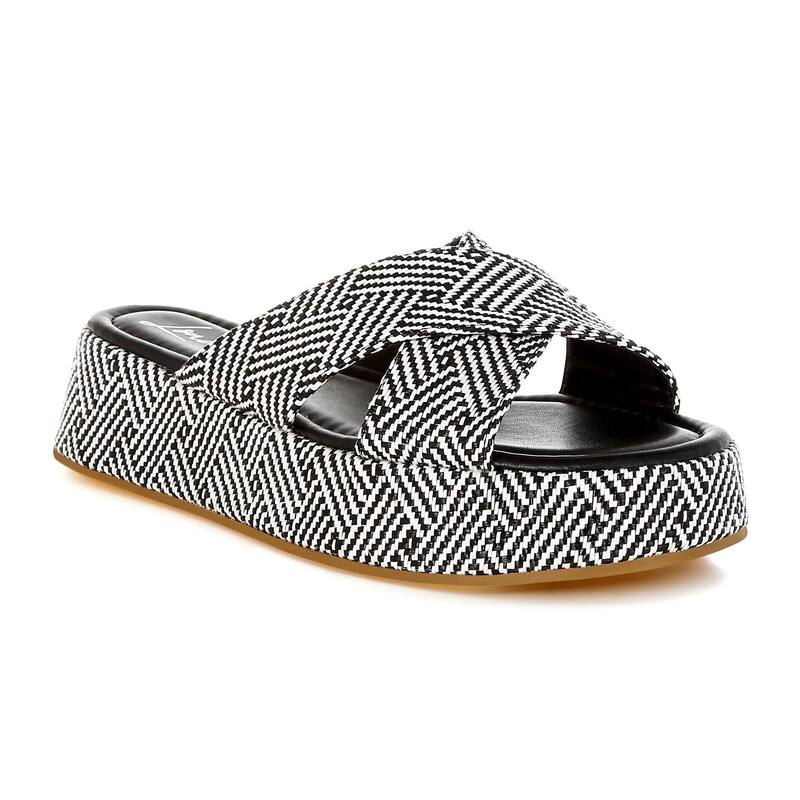 ロンドンラグ レディース シューズ サンダル プラットフォーム London Rag Modura Women's Platform Sandals Black White ホワイト