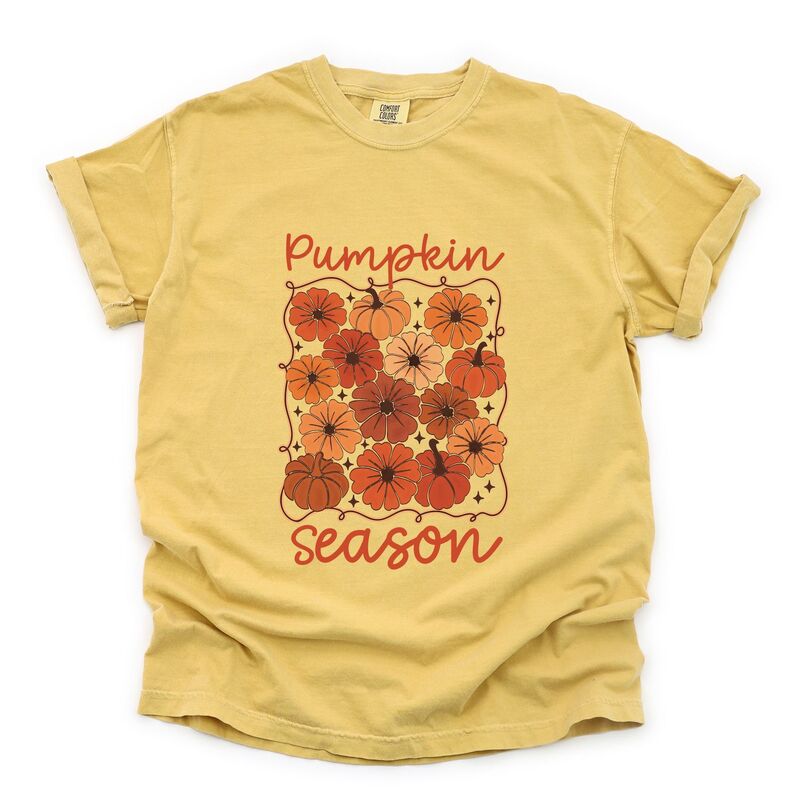 Simply Sage Market レディース トップス ティーシャツ お花柄 お花 グラフィック Simply Sage Market Pumpkin Season Floral - Women\u0027s Garment Dyed Graphic T-Shirt Mustard 洋芥子 レディースファッション-トップス-Tシャツ・カットソー
