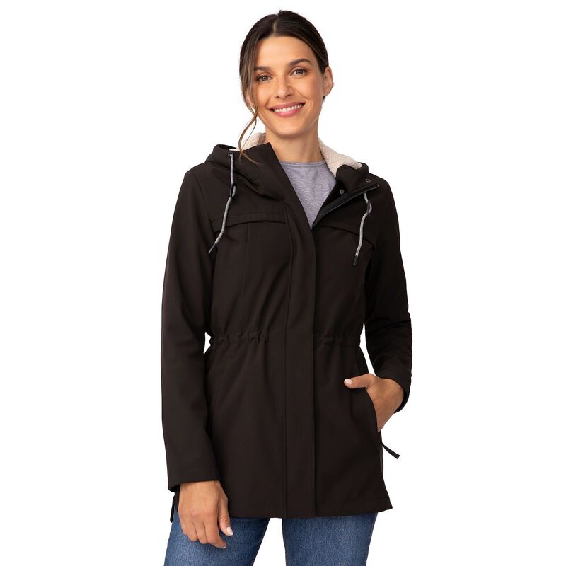 無償性 カントリー レディース アウター 上衣・上衣 Free Country Women ’ s FreeCycle Long Super Softshell Jacket Black 黒いこと コート・ジャケット-レディースファッション