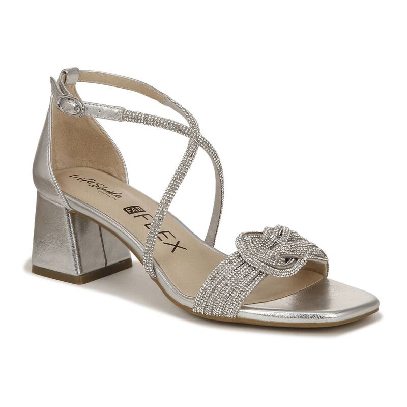 ライフストライド レディース シューズ パンプス 旗がしら 踵 LifeStride Captivate Women\u0027s Flared Heelsilver しろがね色