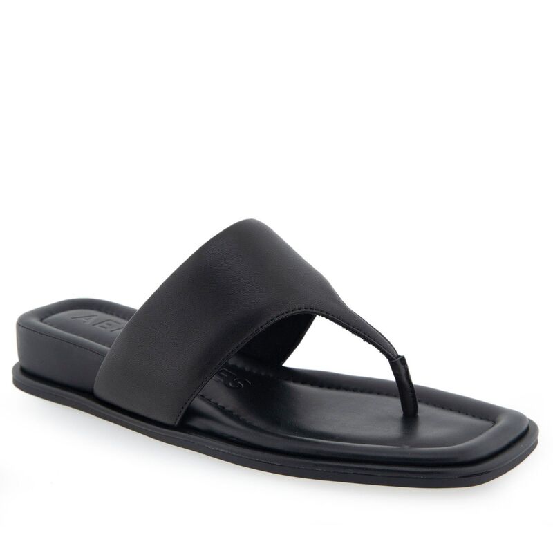 エアロソールズ レディース シューズ サンダル Aerosoles Barry Women's Wedge Sandals Black Leather ブラック