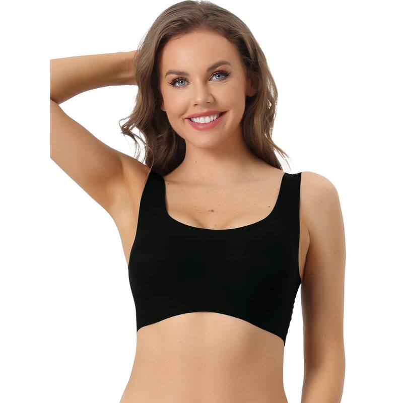アレグラ ケー レディース アンダー御召しもの ブラ ALLEGRA K Sports Bra For Women\u0027s Wirefree Lightly Push Up Workout Yoga Sleep Comfort Bralette Black 黒いこと