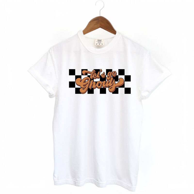 Simply Sage Market レディース トップス ティーシャツ Simply Sage Market Let\u0027s Go Ghouls Checkered Garment Dyed Tees White 白いこと トップス-Tシャツ・カットソー