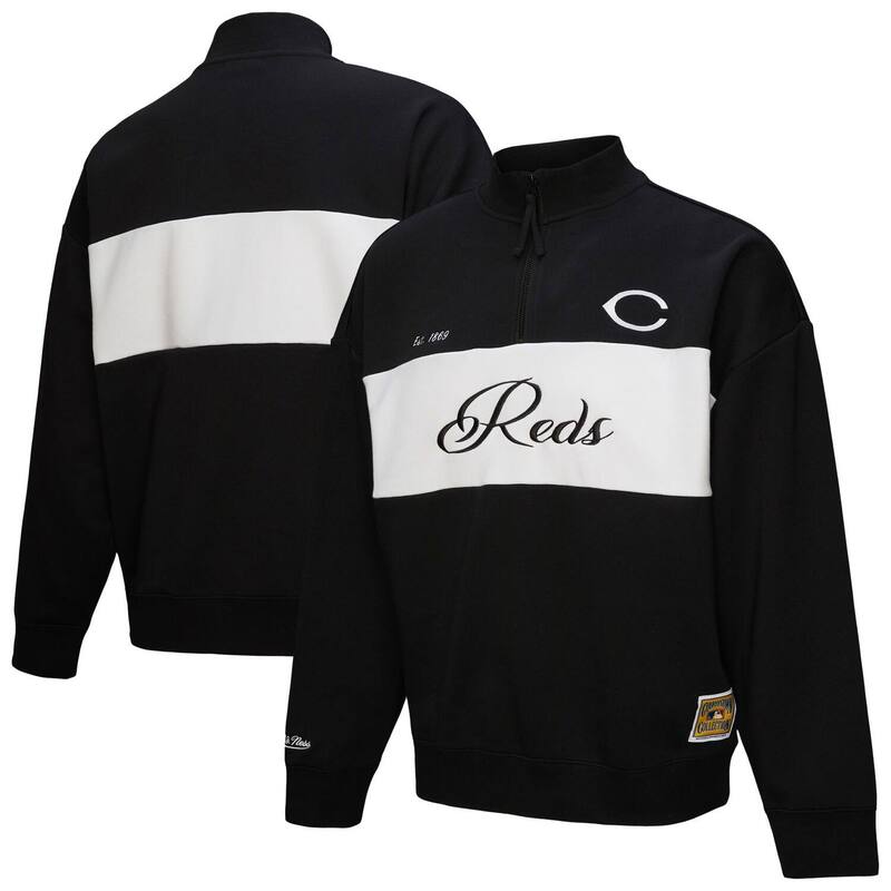 ミッチェル&ネス レディース トップス Tシャツ Women'sMitchell & Ness Black Cincinnati Reds Quarter-Zipullover Top Red Black ブラック