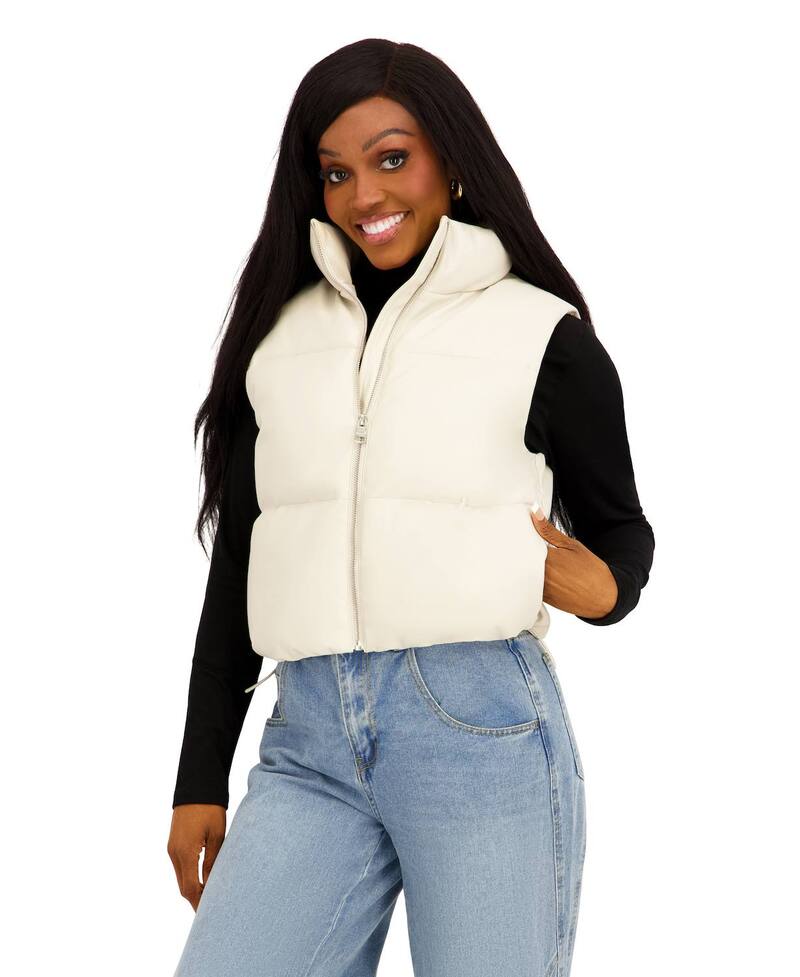 マッデンガール レディース アウター ジャケット・ブルゾン ベスト クロップド Juniors' madden girl Cropped Puffer Vest Ecru エクリュ