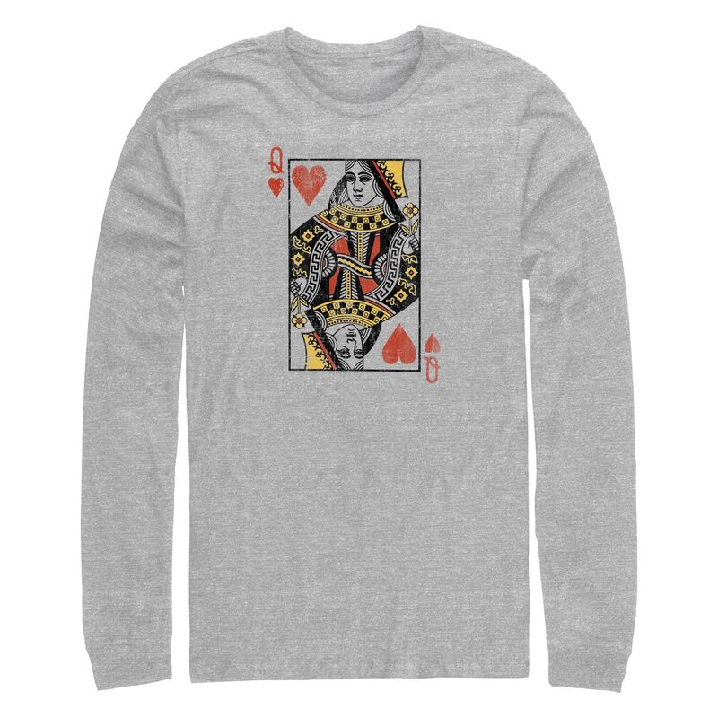 アニメ人となり メンズ トップス ティーシャツ トール グラフィック Licensed Character Big \u0026 Tall Queen Of Hearts Card Long Sleeve Graphic Tee Athletic Heather ギョリュウモドキ Tシャツ・カットソー-トップス