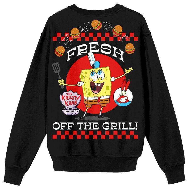アニメ人となり メンズ トップス ティーシャツ ズボン下 Licensed Character Men\u0027s Nickelodeon SpongeBob SquarePants Fresh Off The Grillong Sleeve Tee Black 黒いこと メンズファッション-Tシャツ・カットソー