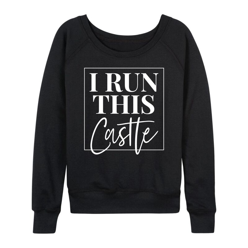 アニメキャラクター レディース トップス Tシャツ パイル Licensed Character Women's I Run This Castle French Terry Long Sleeve Tee Black ブラック