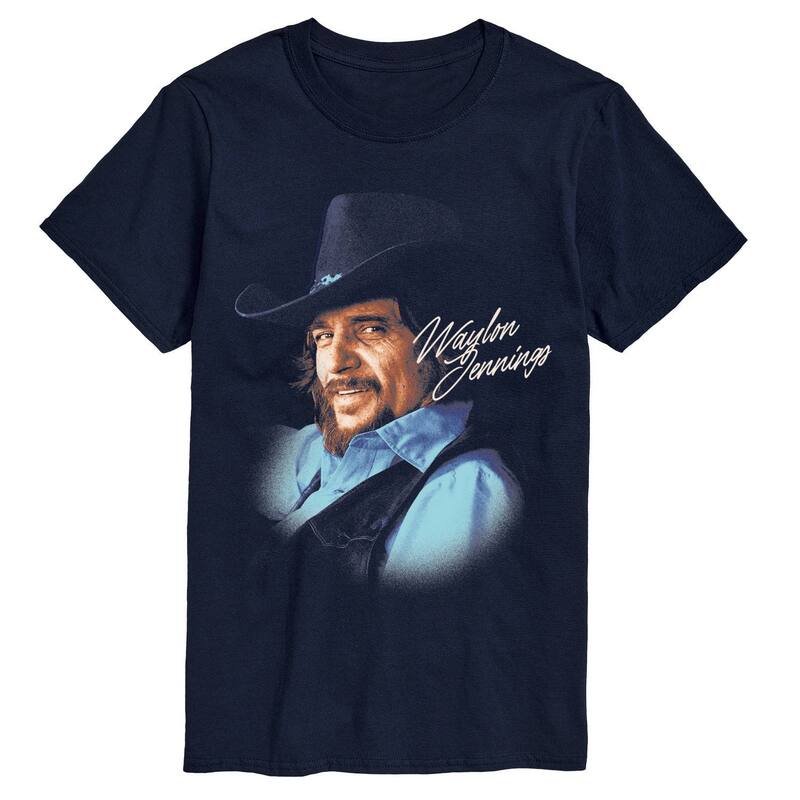 アニメキャラクター メンズ トップス Tシャツ トール グラフィック Licensed Character Big & Tall Waylon Jennings Portrait Oversized Graphic Tee Navy ネイビー