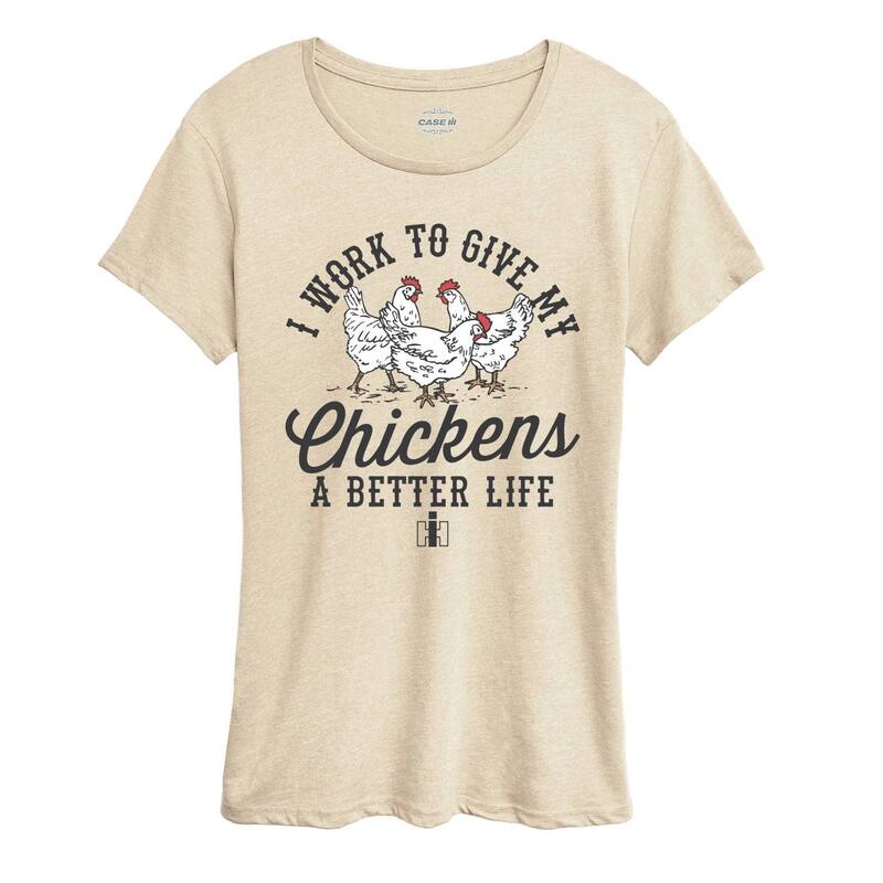 アニメキャラクター レディース トップス Tシャツ グラフィック Licensed Character Women's Case IH I Work To Give My Chickens A Better Life Graphic Tee Beige ベージュ