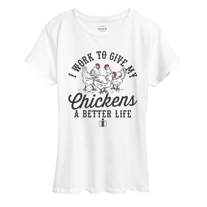 アニメキャラクター レディース トップス Tシャツ グラフィック Licensed Character Women's Case IH I Work To Give My Chickens A Better Life Graphic Tee White ホワイト