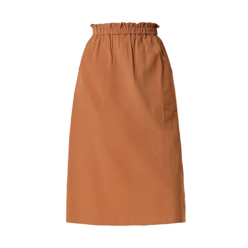 アレグラ ケー レディース ボトムスカート フリル ミディ ALLEGRA K Women'solid Color Peasant Elastic Waist Ruffle Midi Skirt Brown ブラウン｜ReVida 店