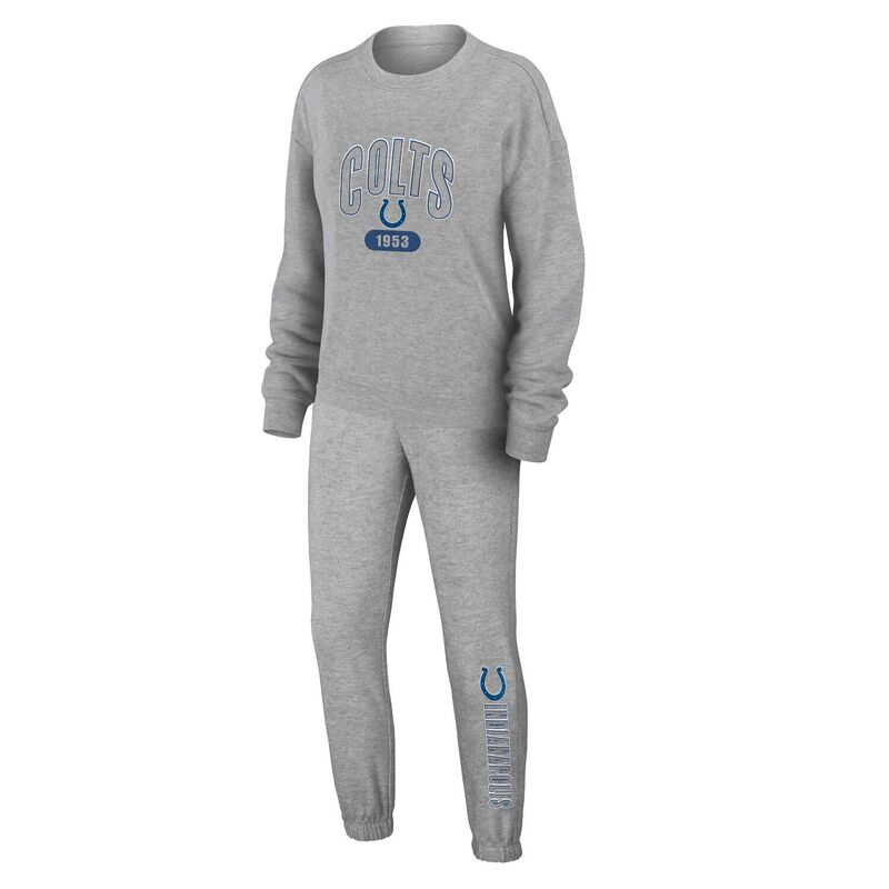 ウェア バイ エリン アンドルーズ レディース アンダーウェア ナイトウェア プラスサイズ パンツ Tシャツ ニット Women's WEAR by Erin Andrews Heather Gray Indianapolis Colts Plusize Knitted Tri-Blend Long Sleeve T-Shirt & Pants Lounge Set Clt Grey グレー