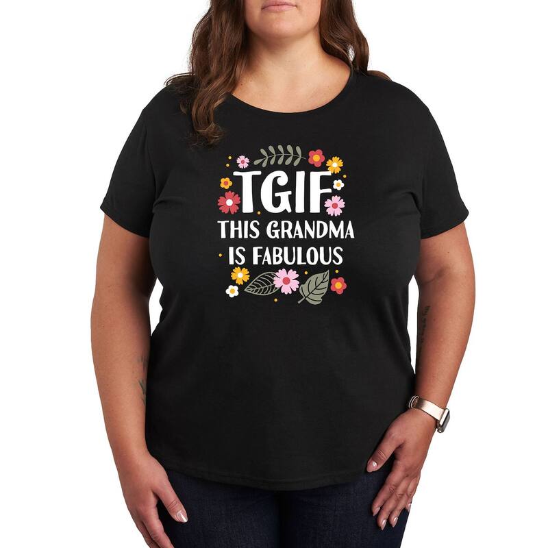 アンブランデッド レディース トップス Tシャツ プラスサイズ グラフィック Unbranded Plus TGIF This Grandma Is Fab Graphic Tee Black ブラック