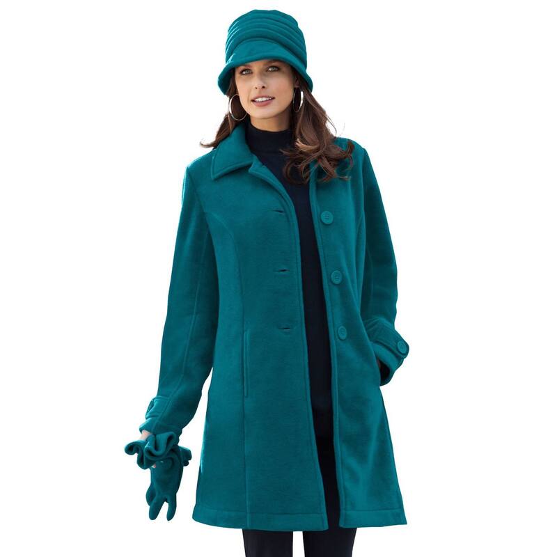 ロアマンズ レディース アウター ジャケット・ブルゾン プラスサイズ プチ フリース Roaman's Women's Plusize Petite Plusize Button Up Fleece Jacket Deep Lagoon