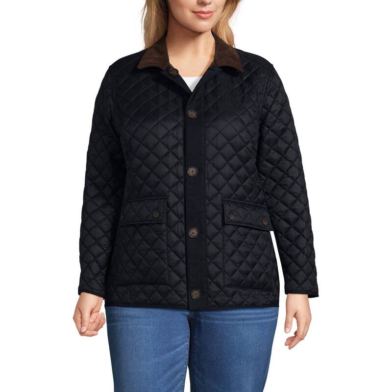 ランズエンド レディース アウター ジャケット・ブルゾン プラスサイズ キルティング コート Plusize Lands' End Reversible Quilted Barn Coat Black Rustic Brown ブラック