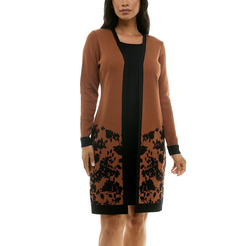 ニナレオナルド レディース トップス ワンピース ミディ セーター Women's Nina Leonard 2-pc. Sweater & Midi Shift Dresset Cognac Black ブラック