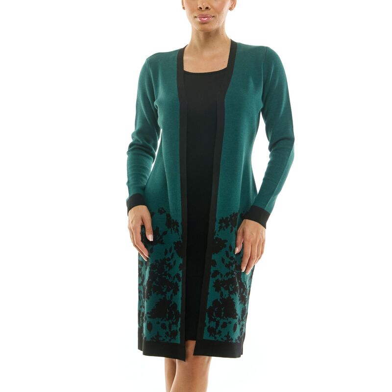 ニナレオナルド レディース トップス 衣装 midi プルオーバー Women\u0027s Nina Leonard 2-pc. Sweater \u0026 Midi Shift Dresset Emerald Black 黒いこと レディースファッション-ワンピース