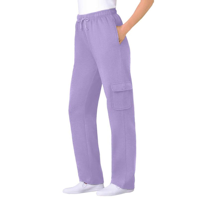 ウーマン ウィズイン レディース ボトムス カジュアルパンツ プラスサイズ スウェットパンツ フリース Woman Within Plusize Better-Fleece Pull-On Cargo Sweatpantsoft Iris