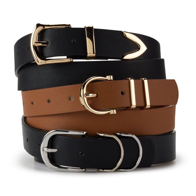 ナインウェスト レディース アクセサリー ベルト Women's Nine West 3-pc. Double Drop Loop Hardware Set Black Cognac ブラック