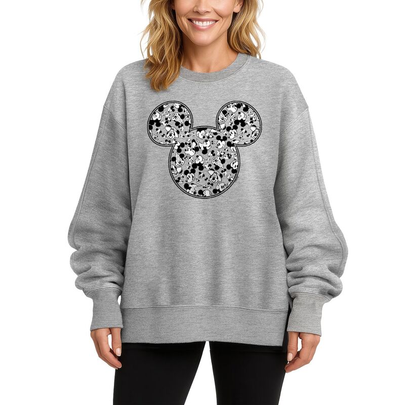 ディズニー レディース トップス Tシャツ スウェット フリース Women's Disney's Mickey Mouse Oversized Fleece Crew Sweatshirt Athletic Heather ヘザー