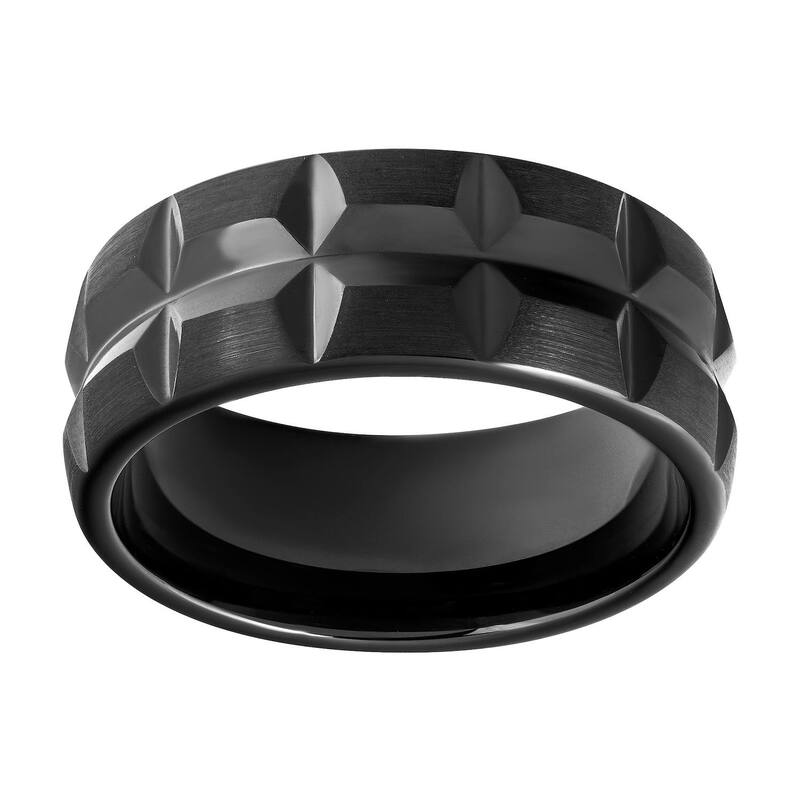 アンブランデッド メンズ 付属品 輪っか Unbranded Men\u0027s Black Tungsten 9粍 Faceted Comfort Fit Band Tungsten-carbide 黒いこと