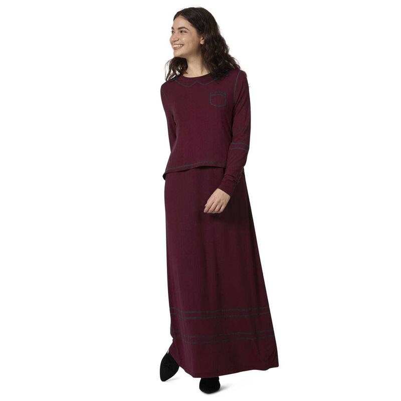 メモイ レディース アンダー御召しもの ナイト爵御召しもの MeMoi Women\u0027s Modal Blend Full-Length Nursingown with Decorative Stitching Fig
