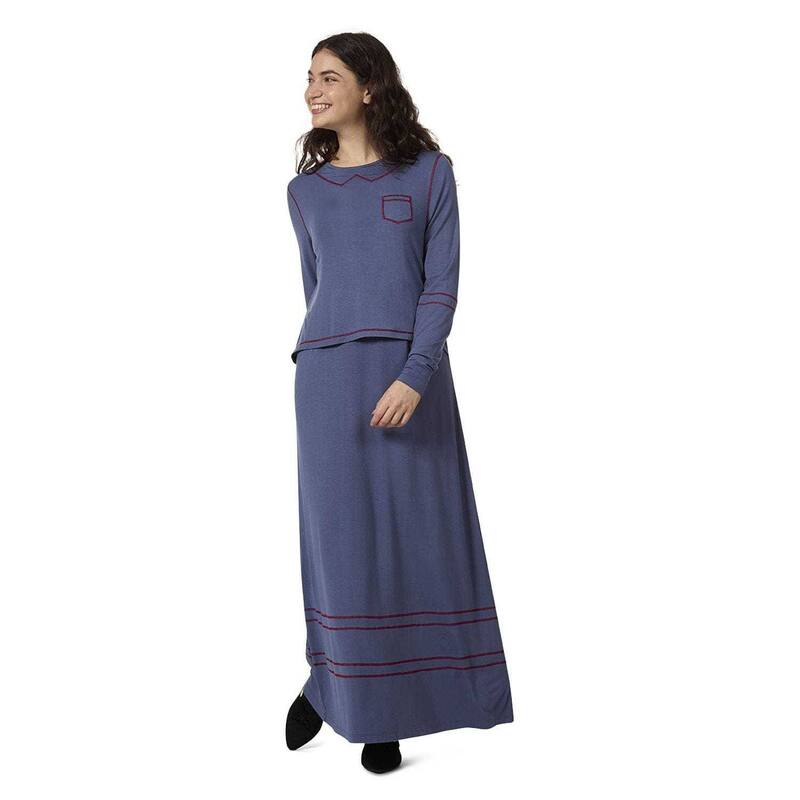 メモイ レディース アンダー御召しもの ナイト爵御召しもの MeMoi Women\u0027s Modal Blend Full-Length Nursingown with Decorative Stitching Navy 米国海軍