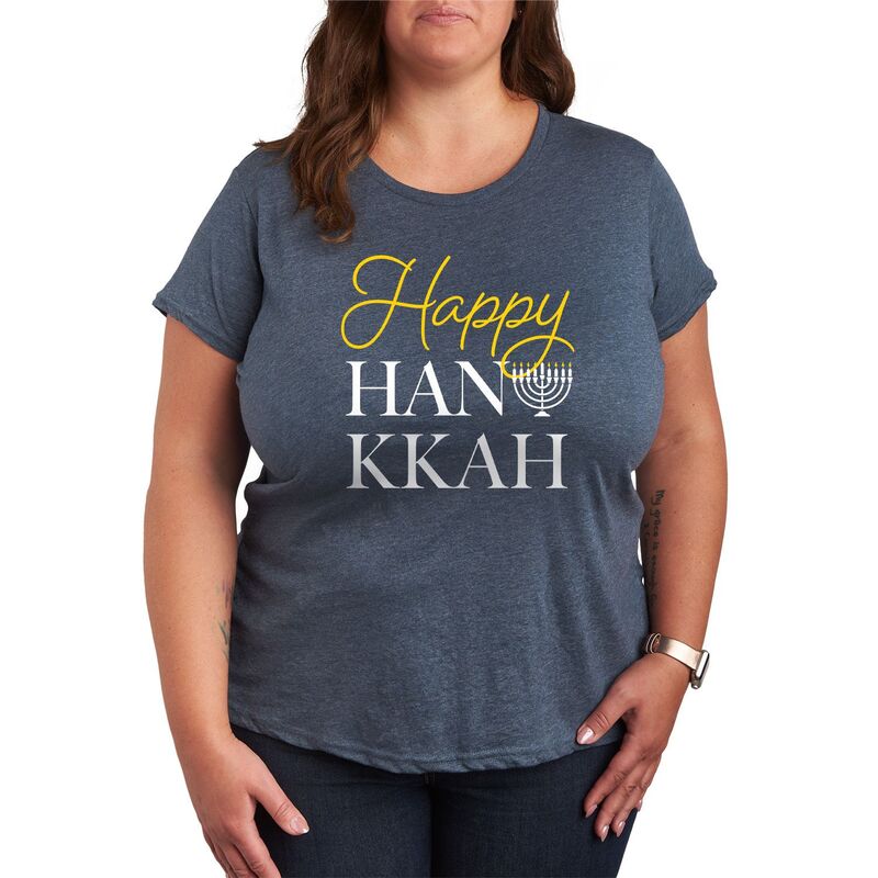 アニメキャラクター レディース トップス Tシャツ プラスサイズ グラフィック Licensed Character Plusize Happy Hanukkah Graphic Tee Heather Blue ヘザー