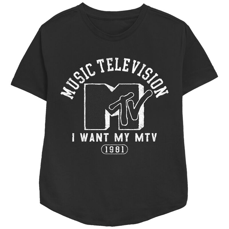アニメキャラクター レディース トップス Tシャツ リラックスフィット グラフィック Licensed Character Women's MTV Musicollege Redux Relaxed Fit Graphic Tee Black ブラック