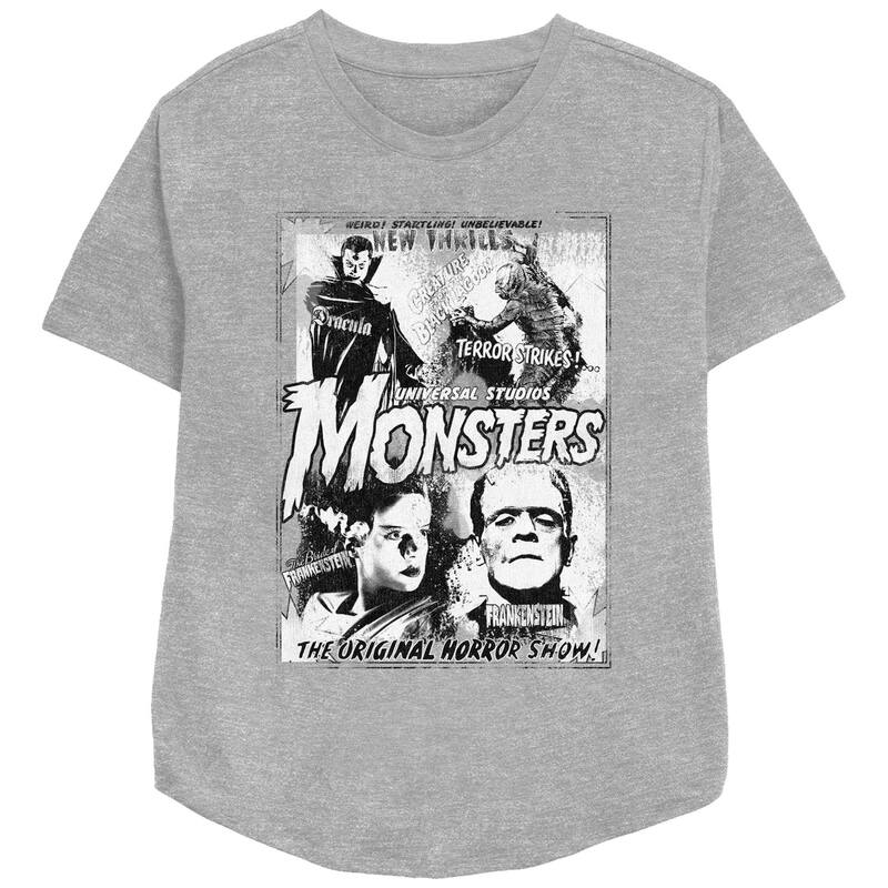 ユニバーサル レディース トップス Tシャツ リラックスフィット グラフィック Juniors' Universal Monsters Classic Posterelaxed Fit Graphic Tee Athletic Heather ヘザー