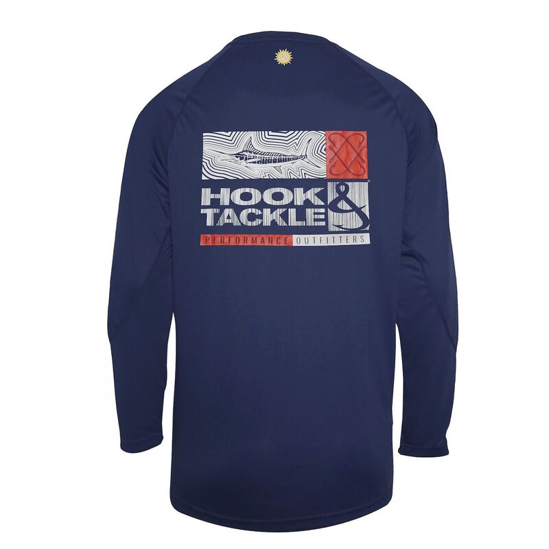 フックアンドタックル メンズ トップス Tシャツ Hook & Tackle Marlin Groove L/s Uv Fishing T-shirt Navy ネイビー