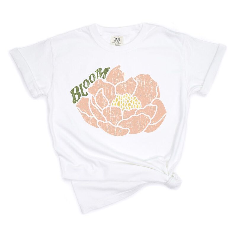 Simply Sage Market レディース トップス ティーシャツ Simply Sage Market Bloom Flower Garment Dyed Tees White 白いこと Tシャツ・カットソー-レディースファッション