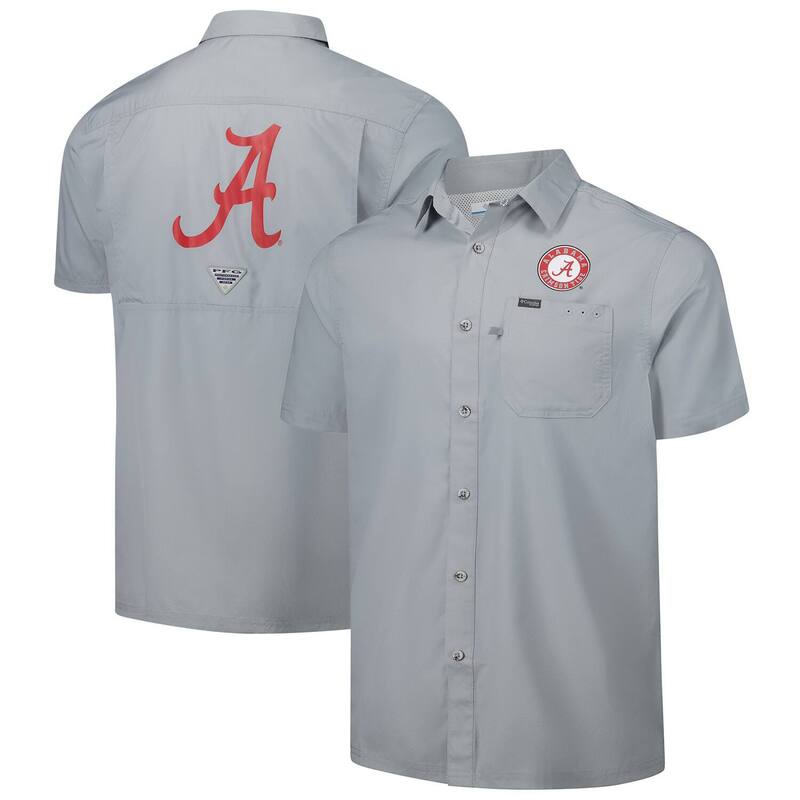 コロンビア メンズ トップス プルオーバー Men\u0027s Columbia Gray Alabama Crimson Tide PFG Slack Tide Omni-Shade Button-Up Camp Shirt Ala Grey 薄墨色
